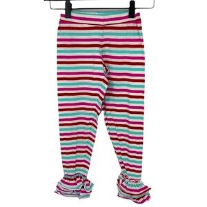 K Pea Pink/White Striped Pants Ruffled Girls sz 8